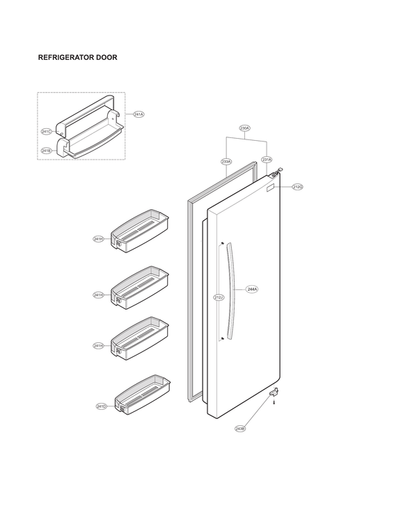 Refrigerator door parts