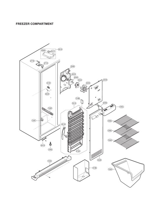 Freezer compartment parts