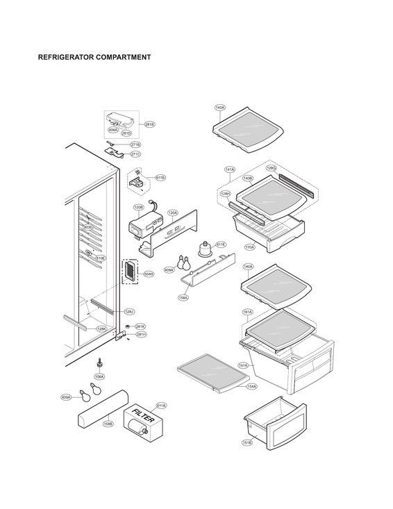 Refrigerator compartment parts