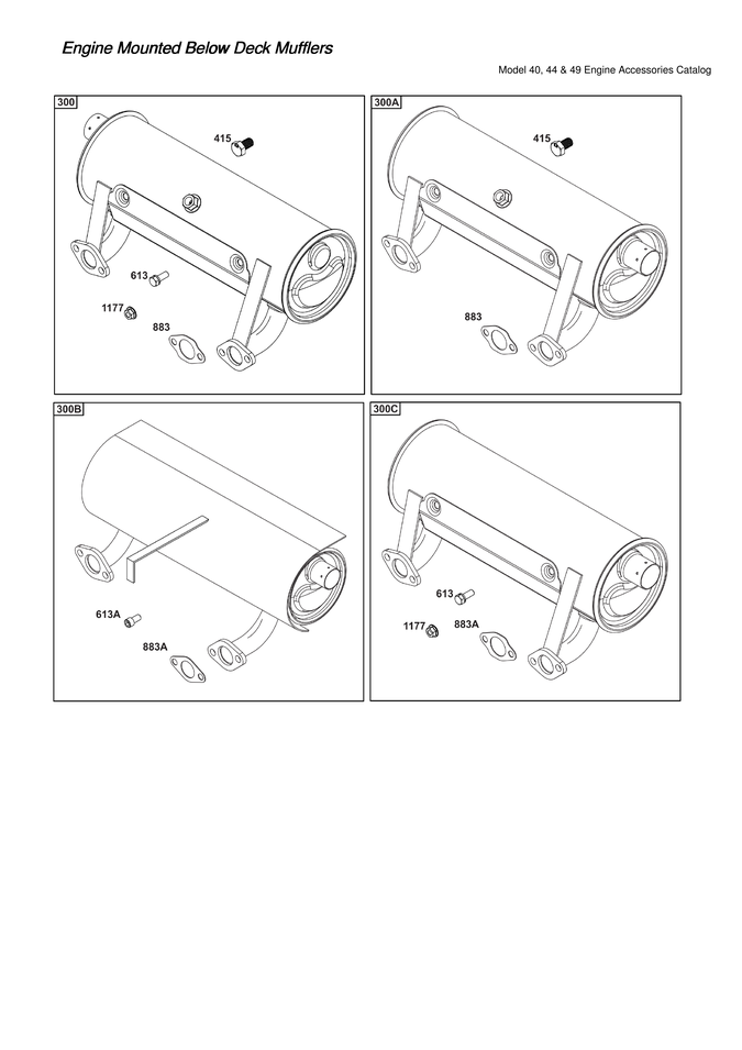 Engine mounted below deck mufflers