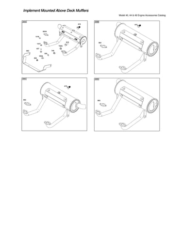 Implement mounted above deck mufflers