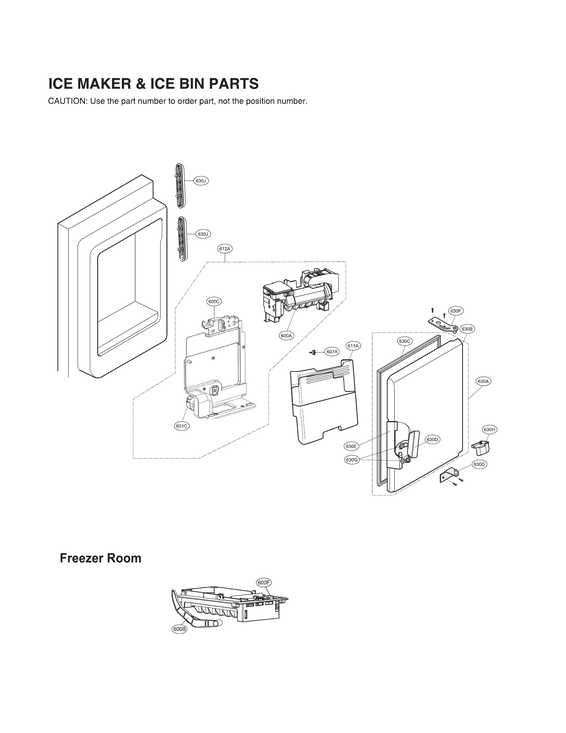 Ice maker & ice bin parts