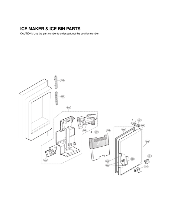 Ice maker & ice bin parts