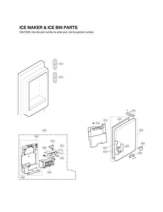 Ice maker & ice bin parts