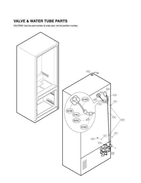 Valve & water tube parts