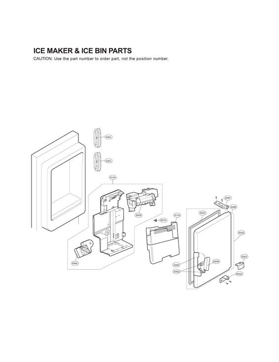 Ice maker & ice bin parts