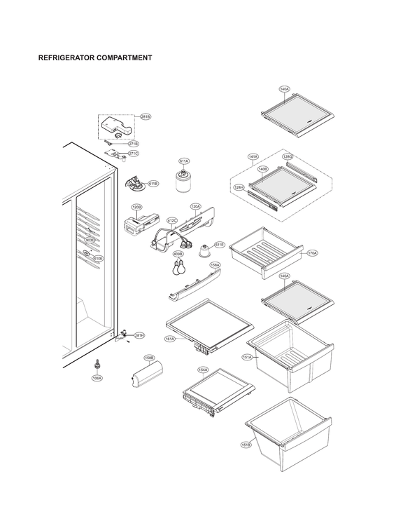 Refrigerator compartment parts