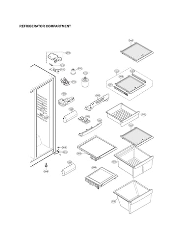 Refrigerator compartment parts