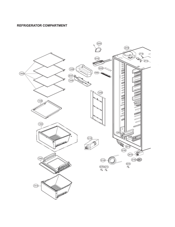 Refrigerator compartment parts