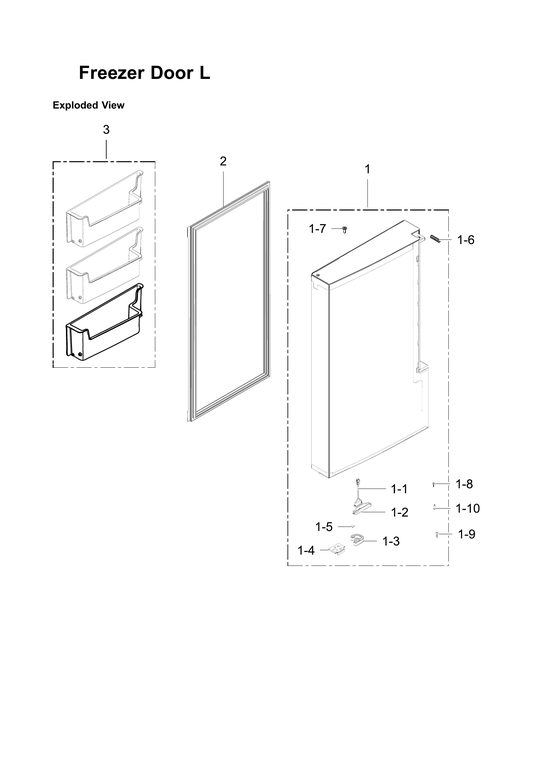 Left freezer door parts