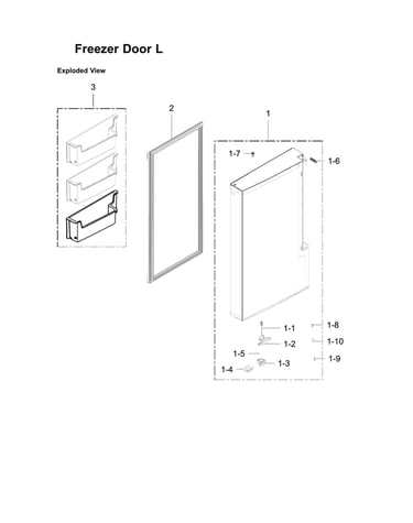 Left freezer door parts