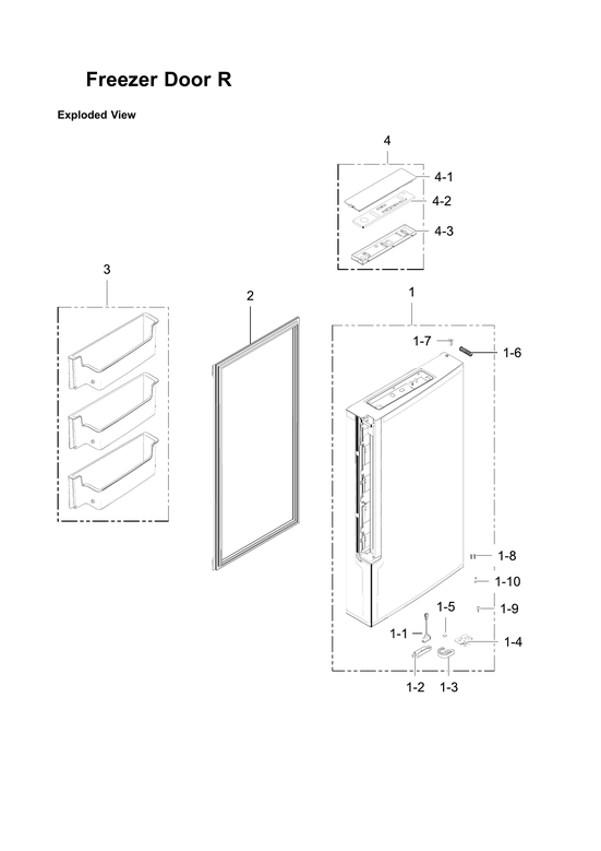 Right freezer door parts