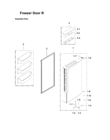 Right freezer door parts