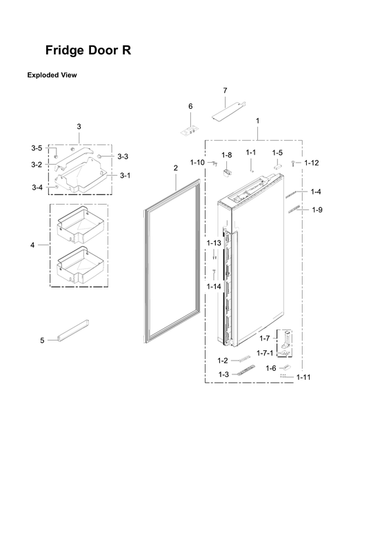 Right refrigerator door parts