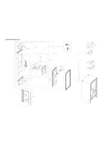 Left refrigerator door parts