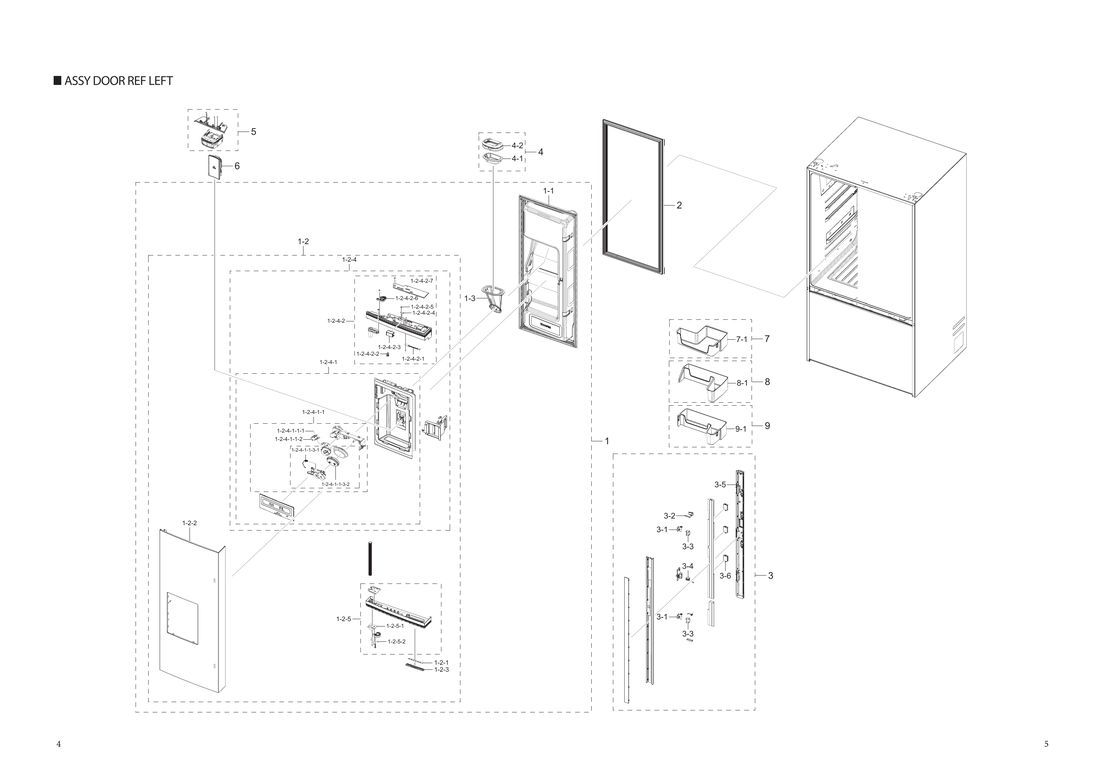 Left refrigerator door assy