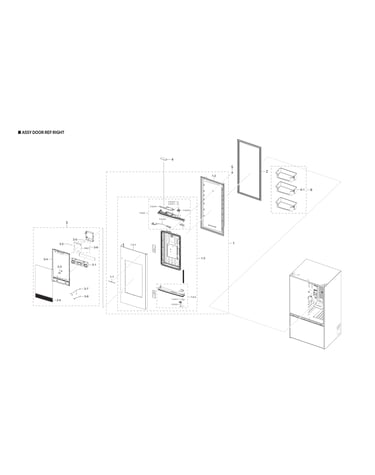 Right refrigerator door assy