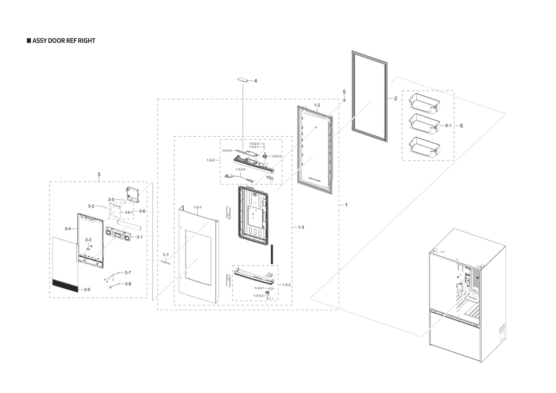 Right refrigerator door assy
