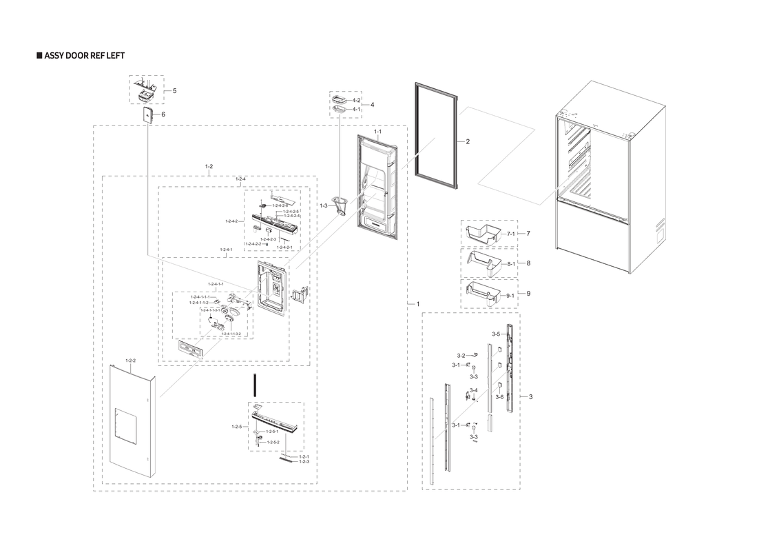 Left refrigerator door assy