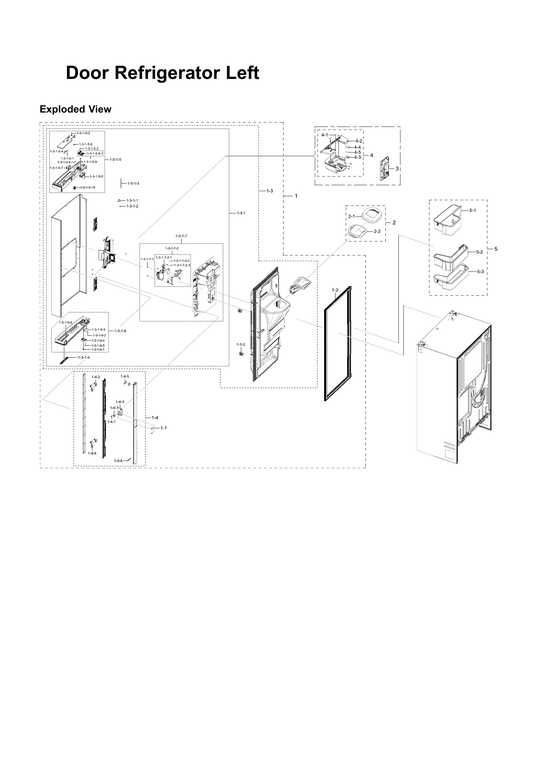 Left refrigerator door parts