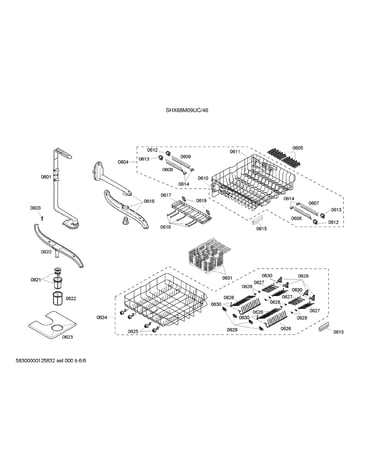 Spray arm/racks/cutlery basket