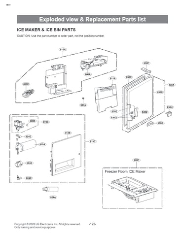 Ice maker & ice bin parts