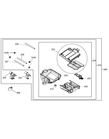 Detergent drawer group parts