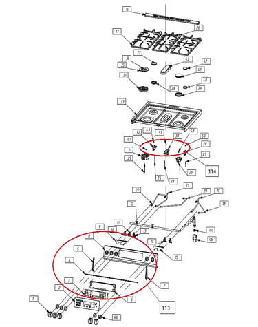 Exploded view cooktop
