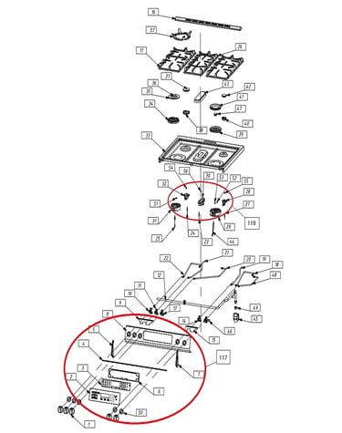 Exploded view cooktop