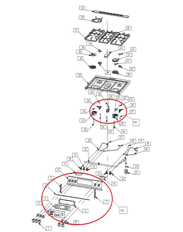 Exploded view cooktop
