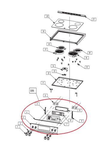 Exploded view cooktop