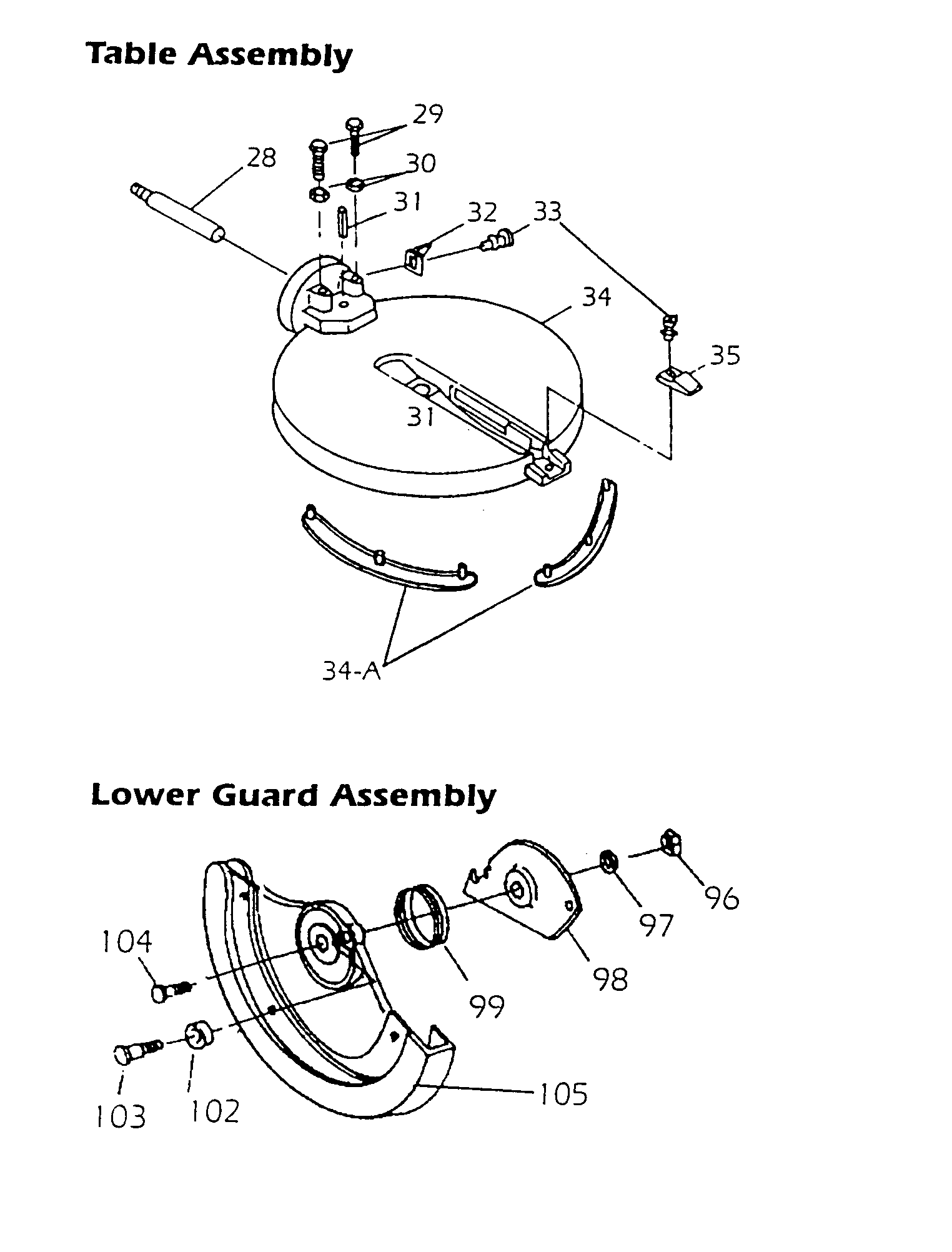 Table/lower guard assy