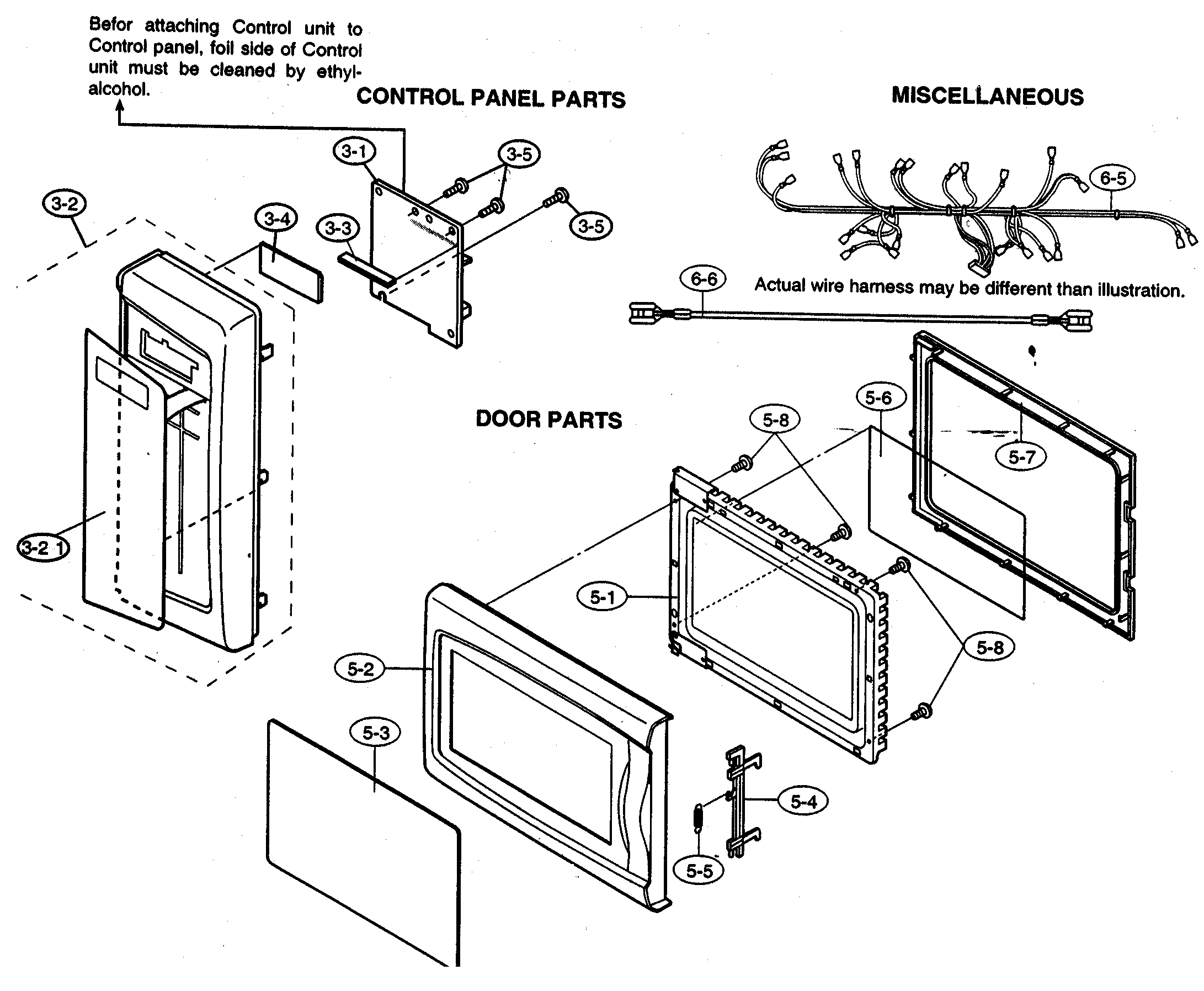 Control panel/door parts/miscellaneous
