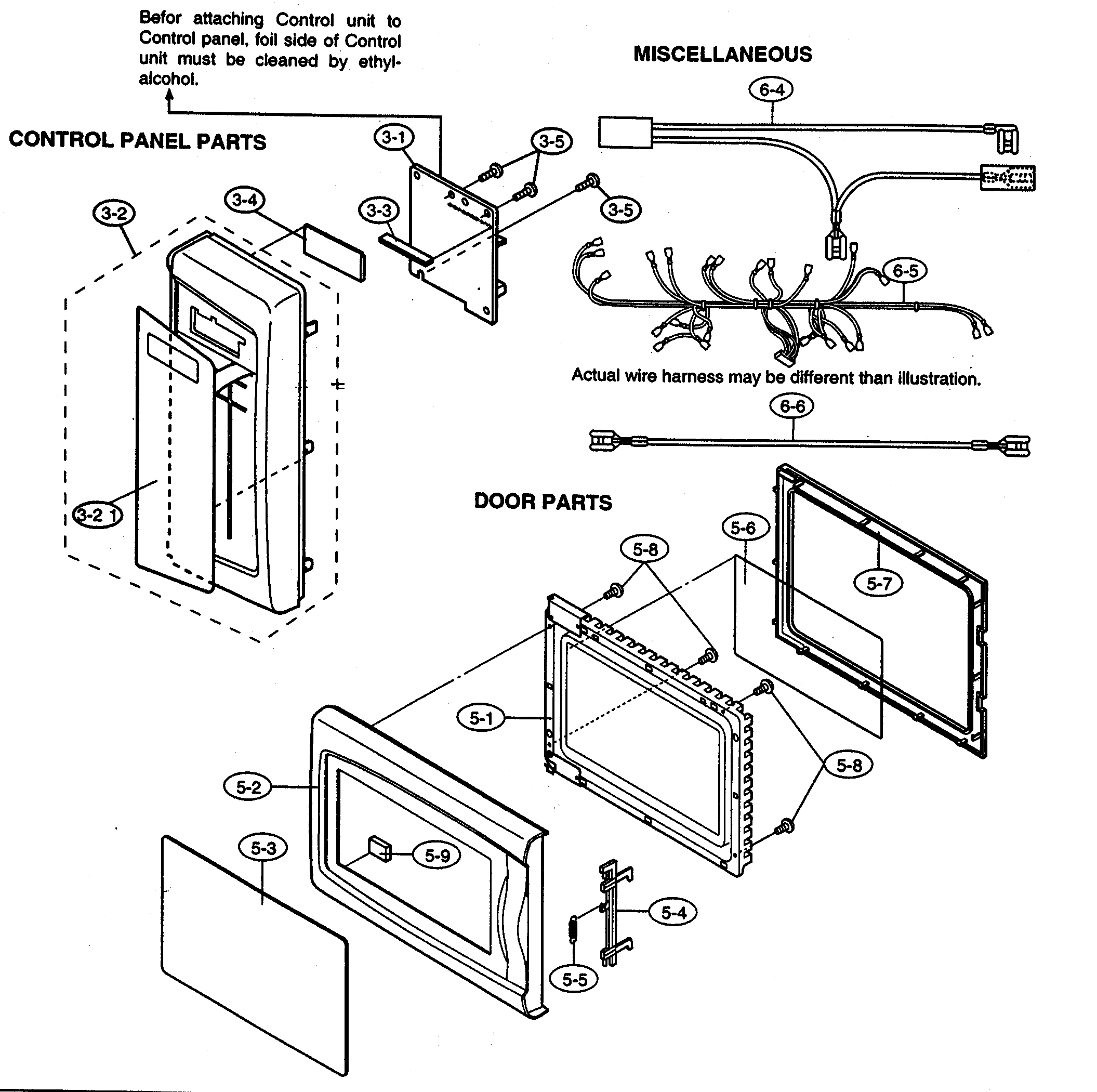 Control panel/door parts/miscellaneous