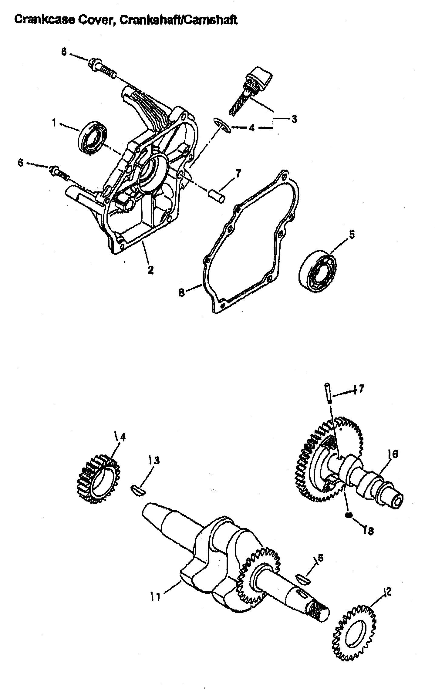 Crankcase cover/camshaft