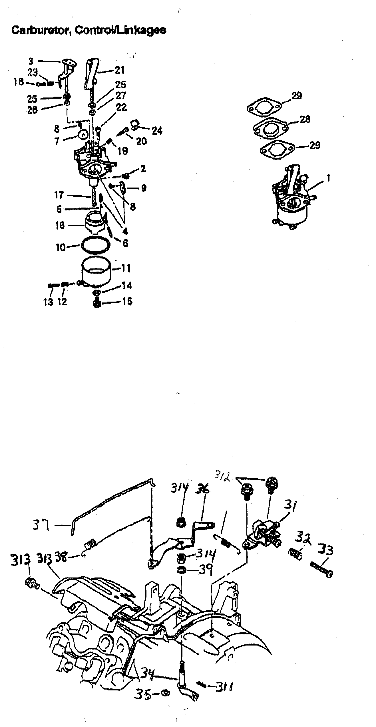 Carburetor/control/linkages