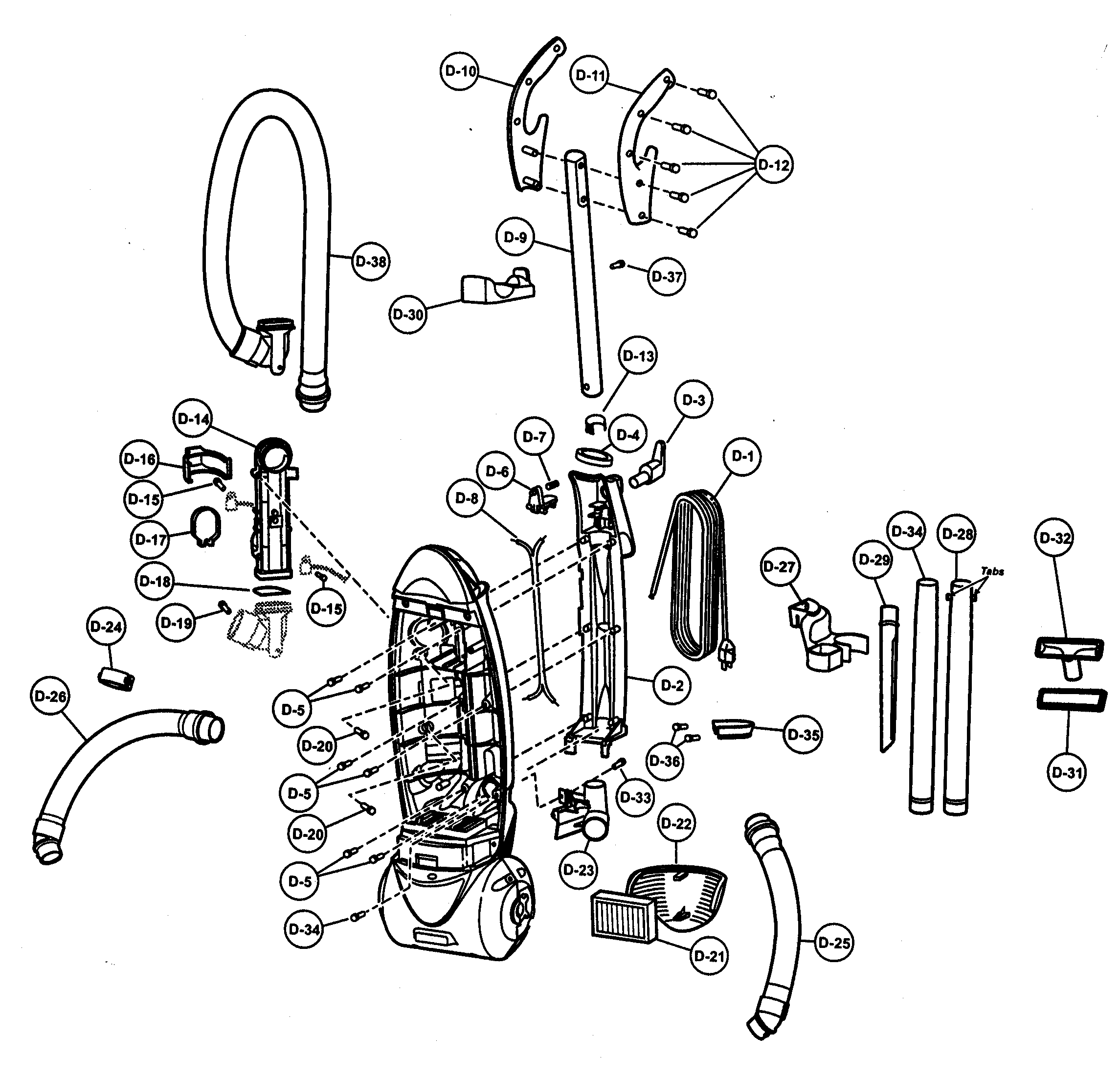 Body,handle,rear dust compartment