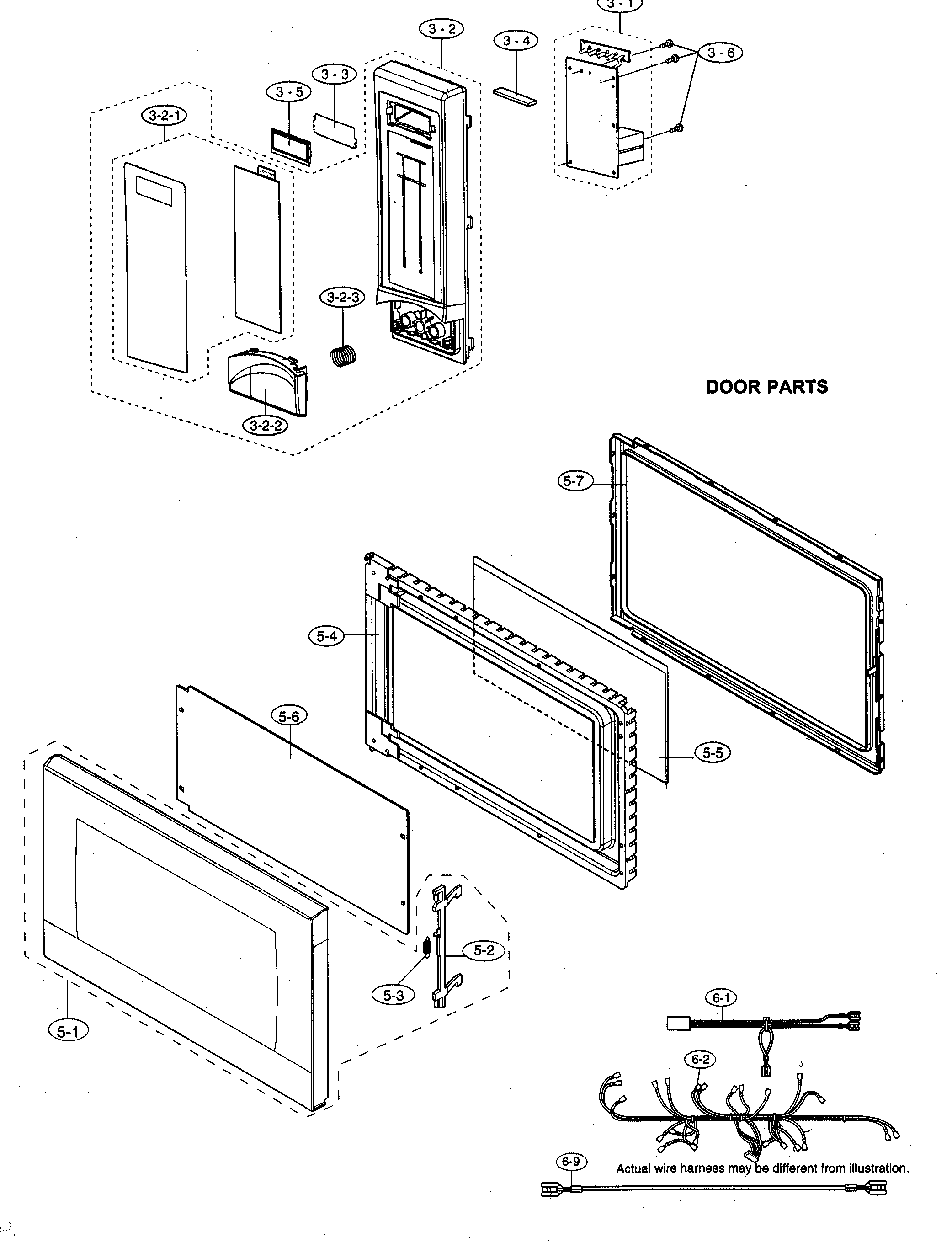 Control panel parts/door parts