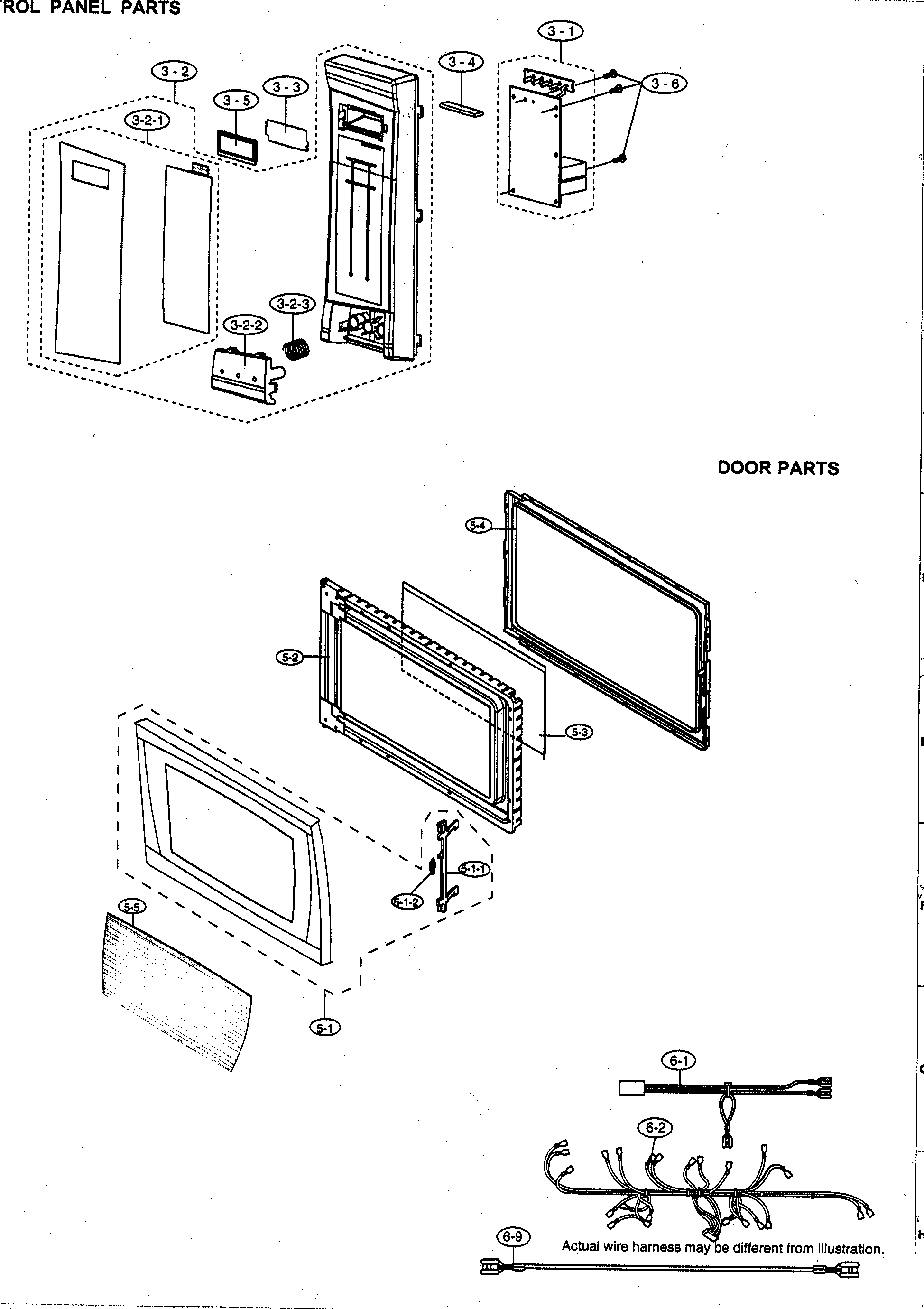 Control panel/door parts