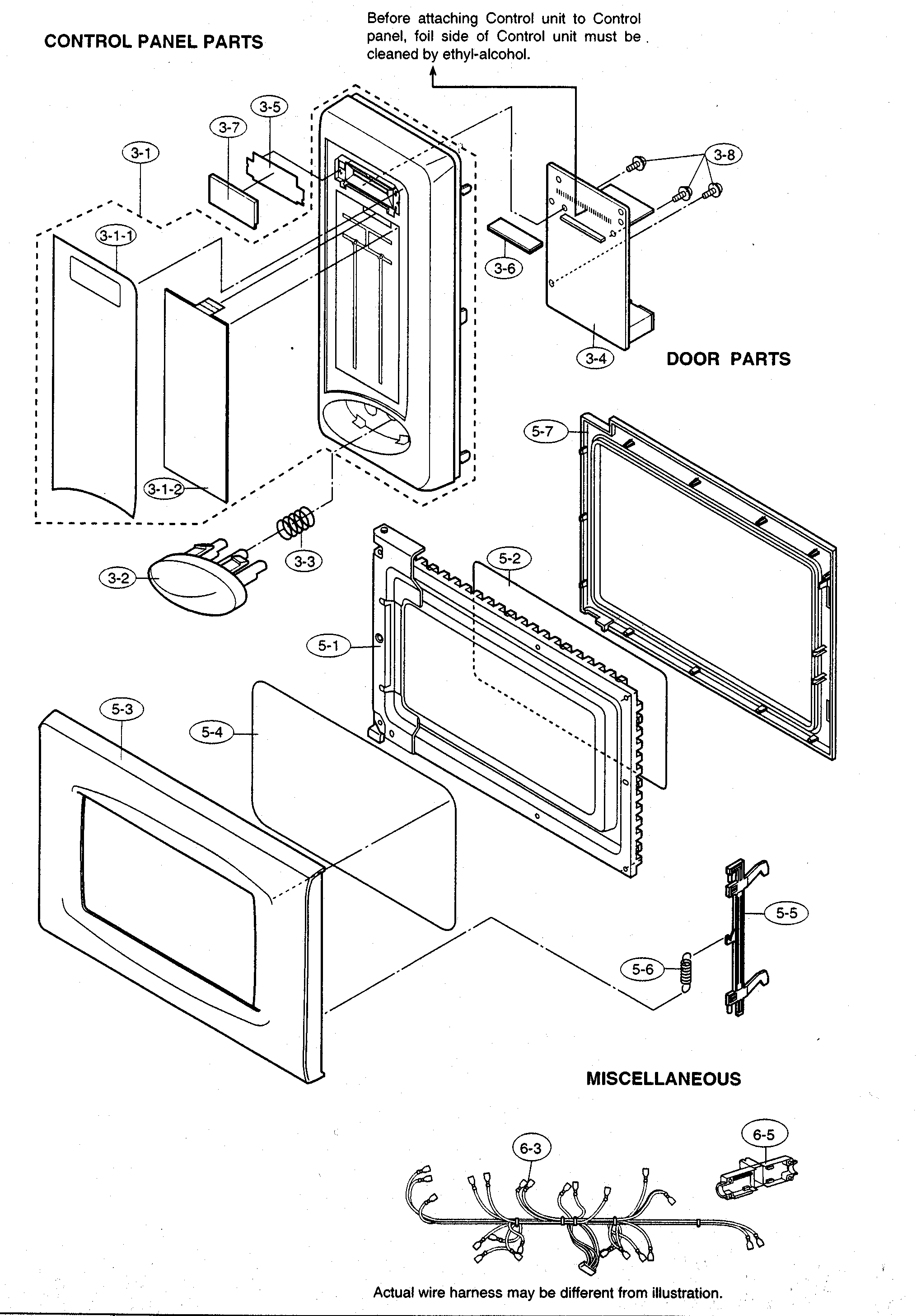Control panel/door parts/miscellaneous