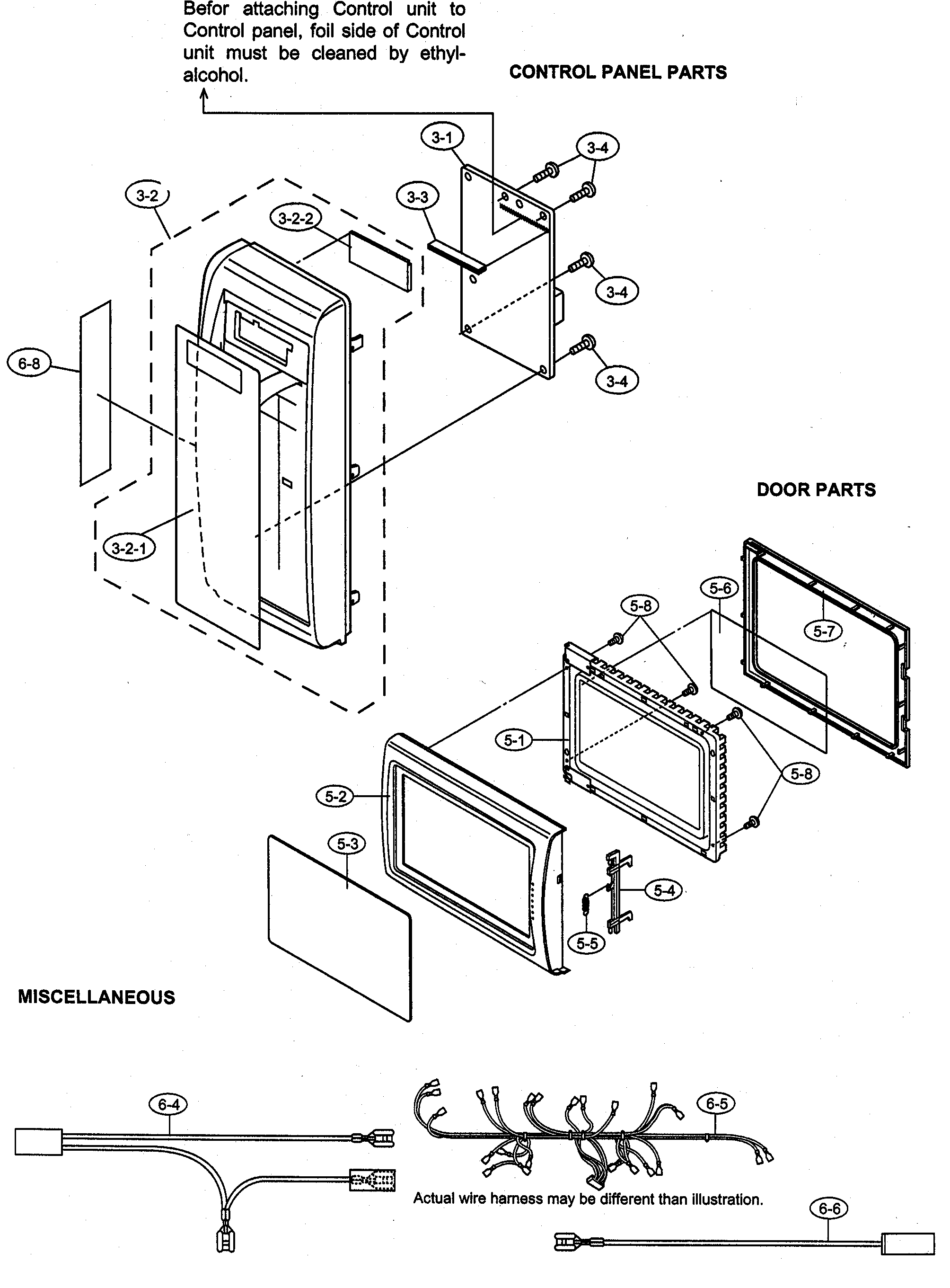 Control panel/door parts/miscellaneous