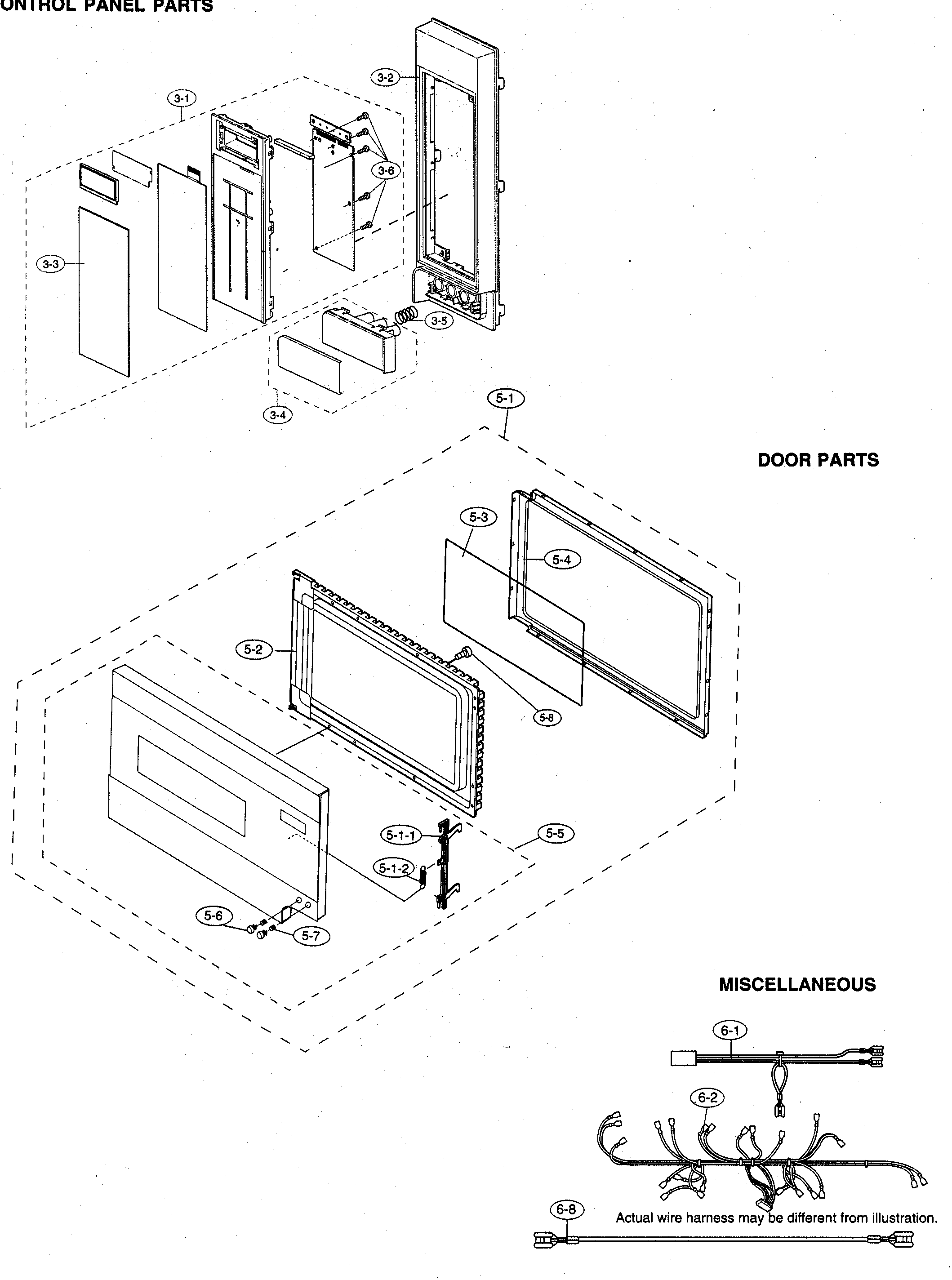 Control panel/door parts/miscellaneous