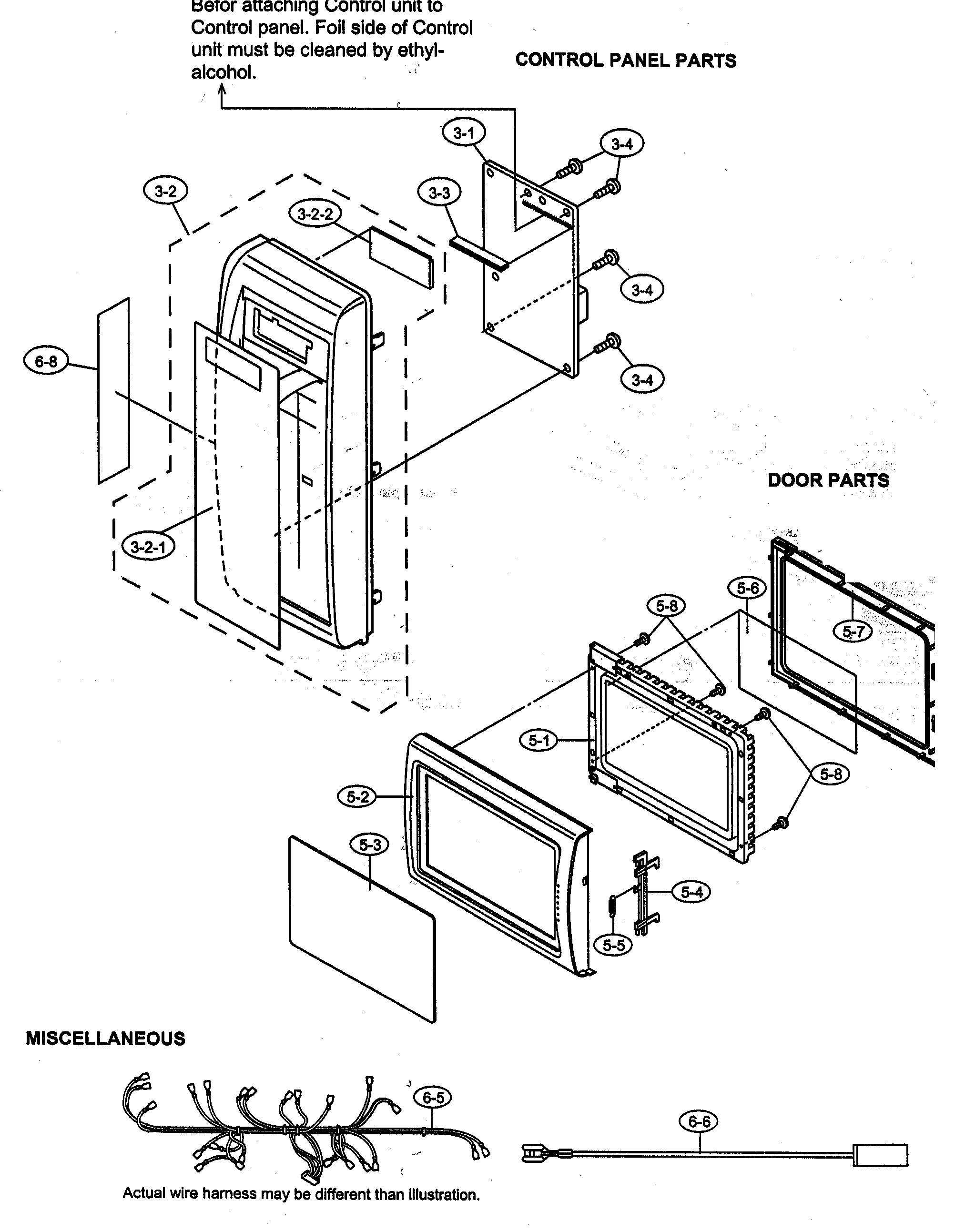 Control panel/door parts/miscellaneous