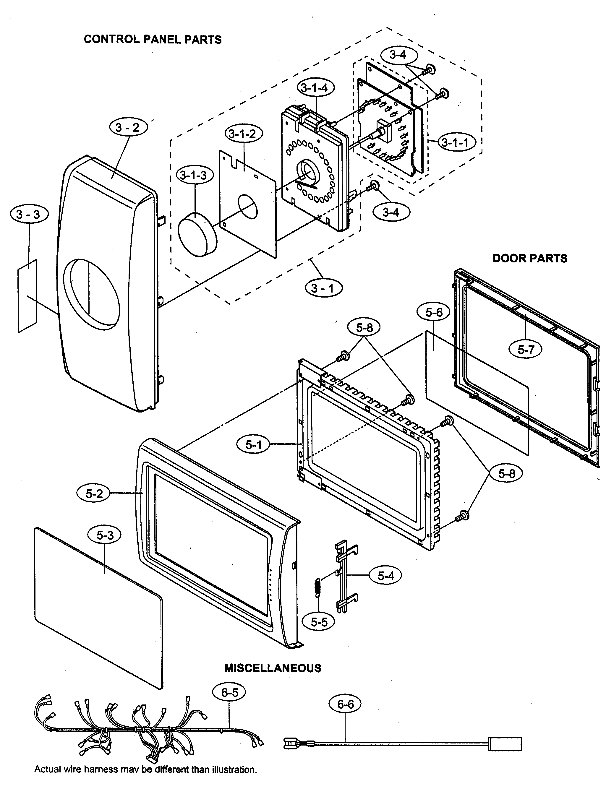 CONTROL PANEL/DOOR PARTS/MISCELLANEOUS