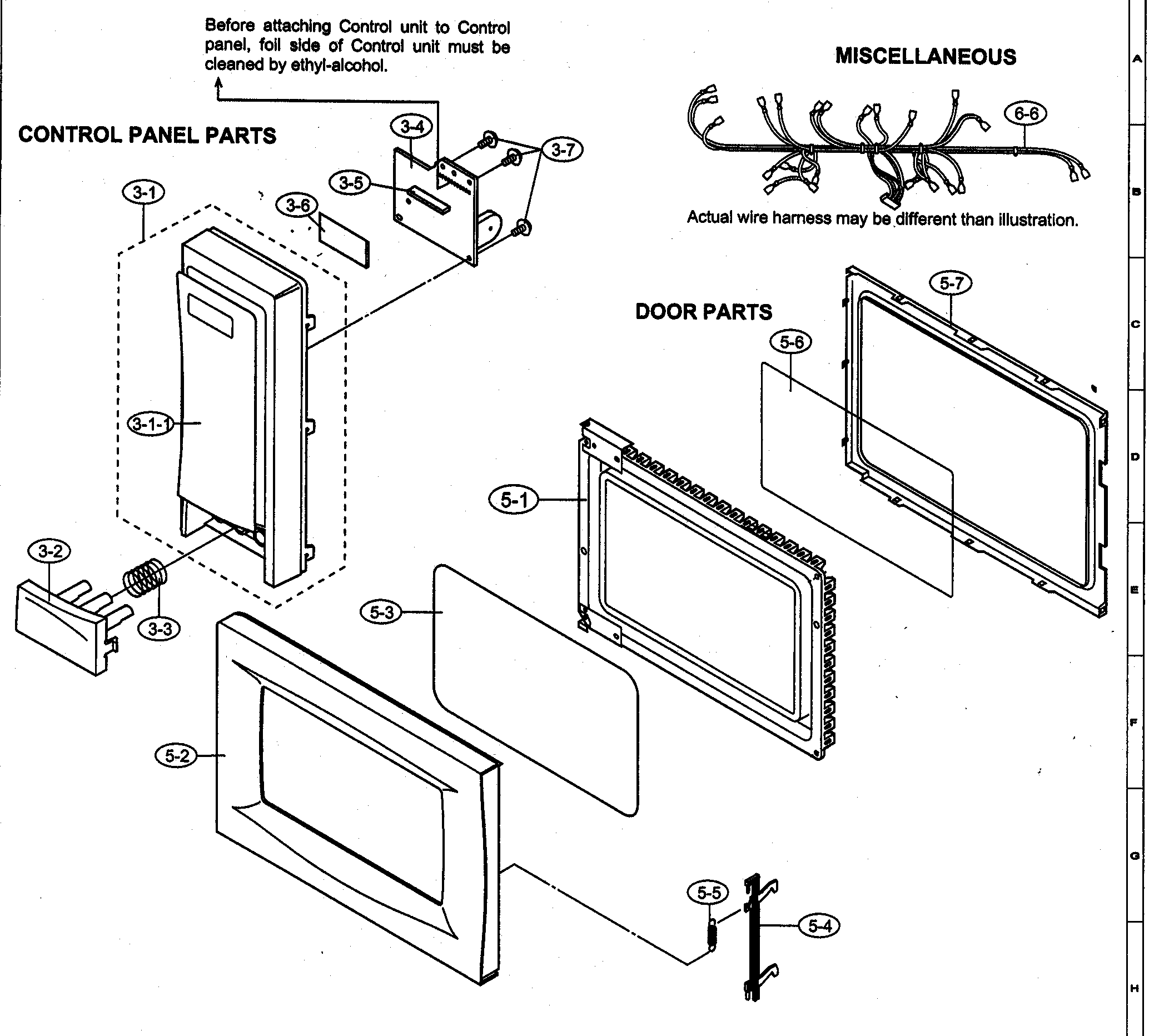 Control panel/door parts/miscellaneous