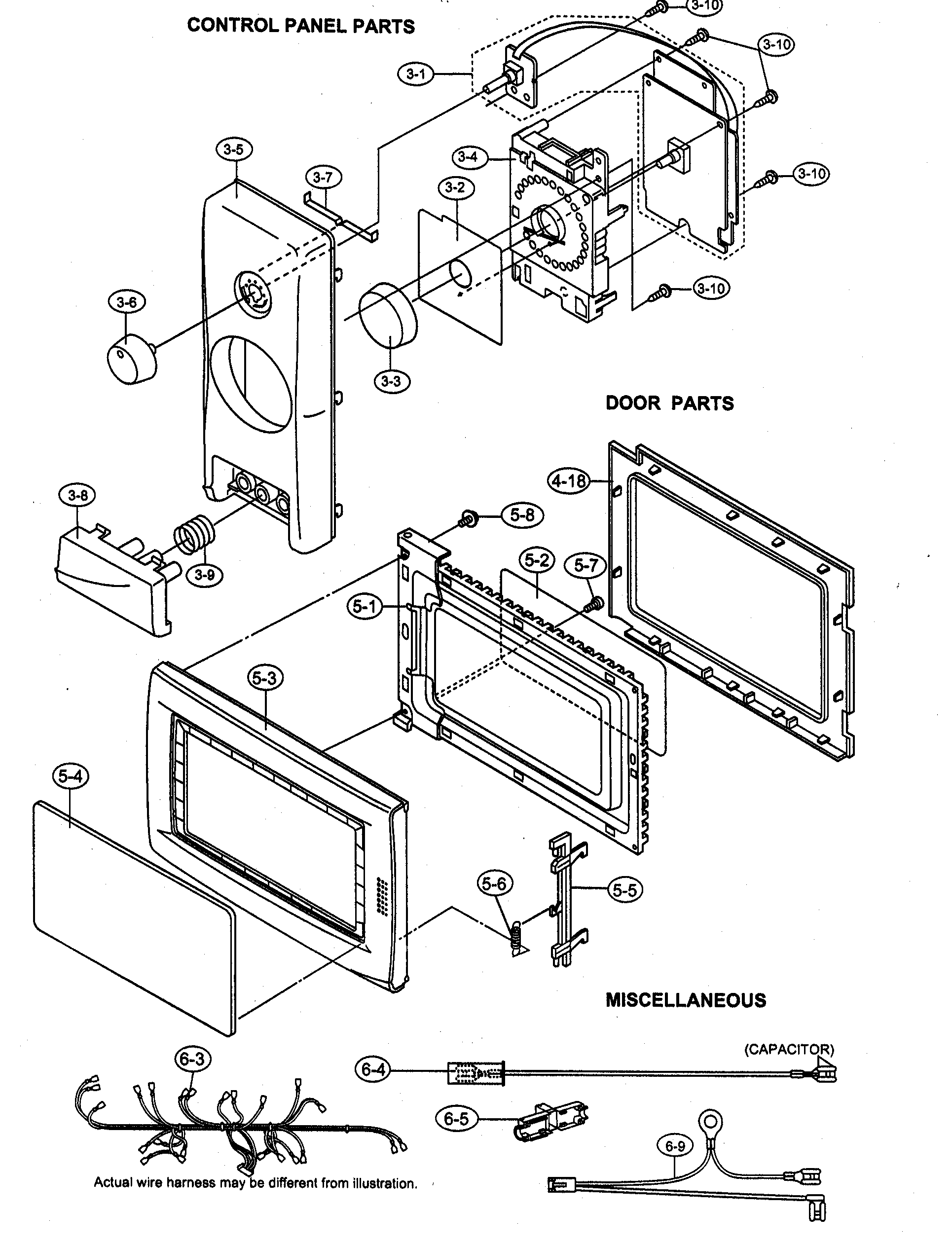 Control panel/door parts
