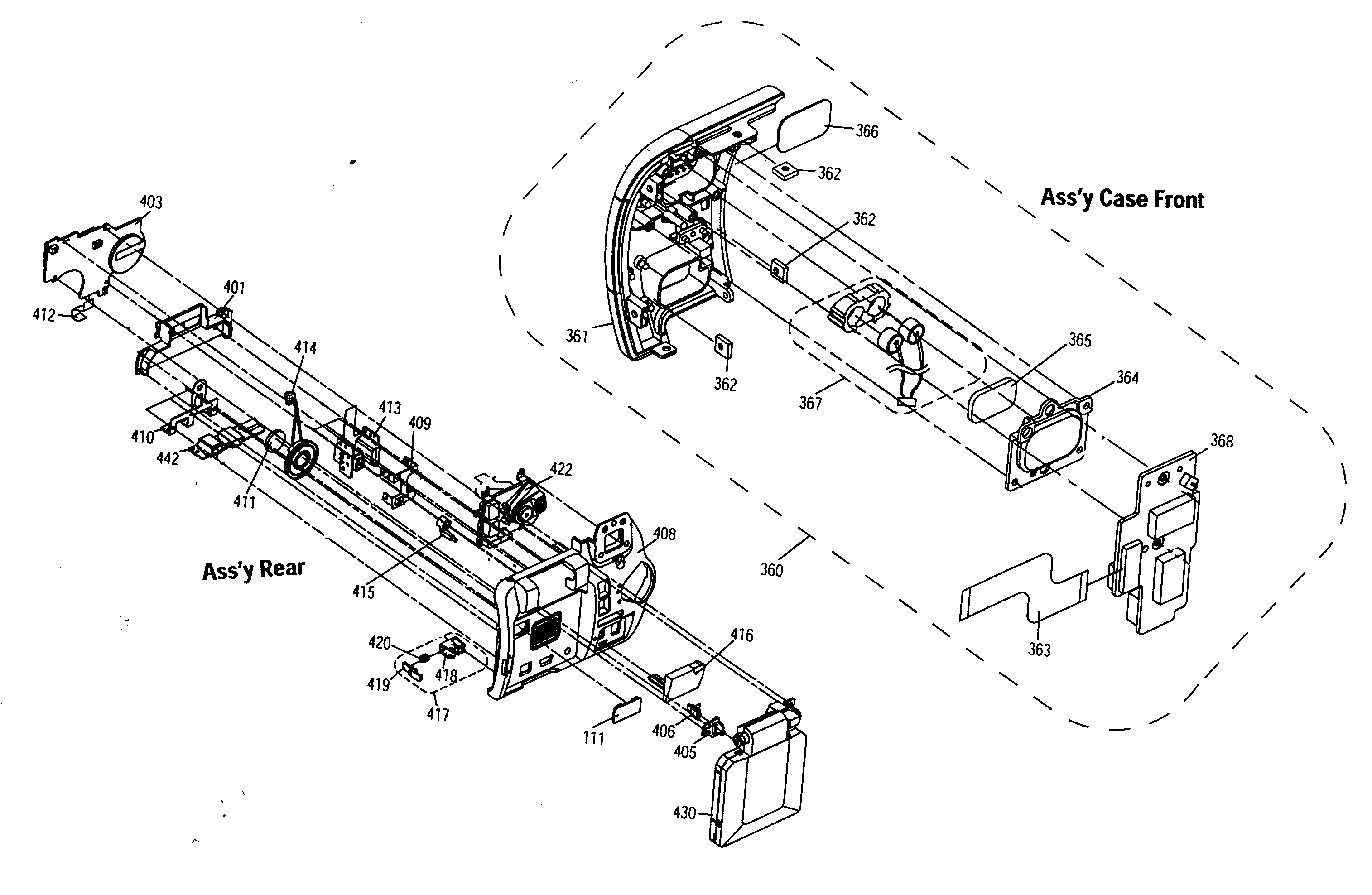 Rear assy/case front assy