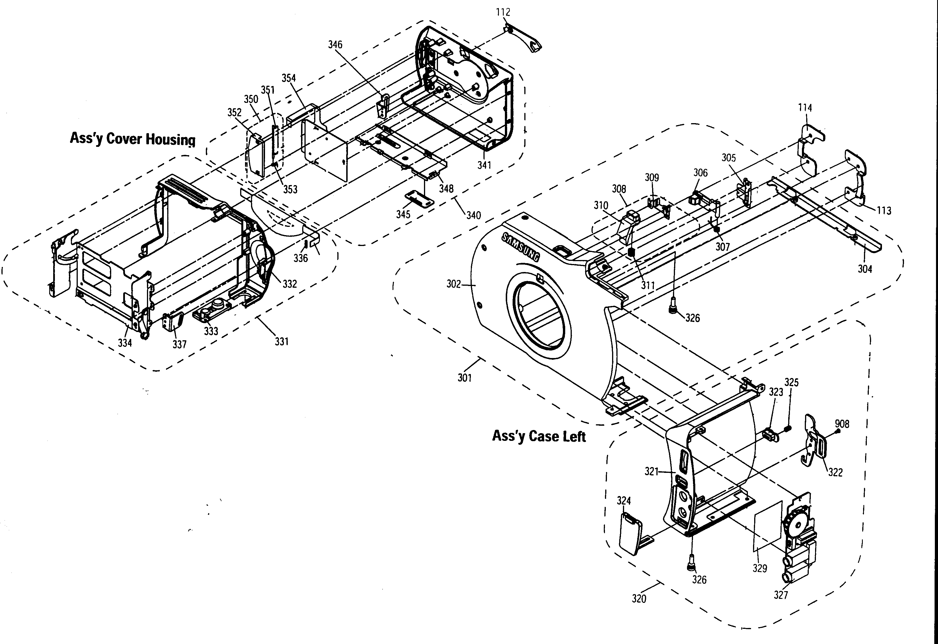 Housing cover assy/case left assy