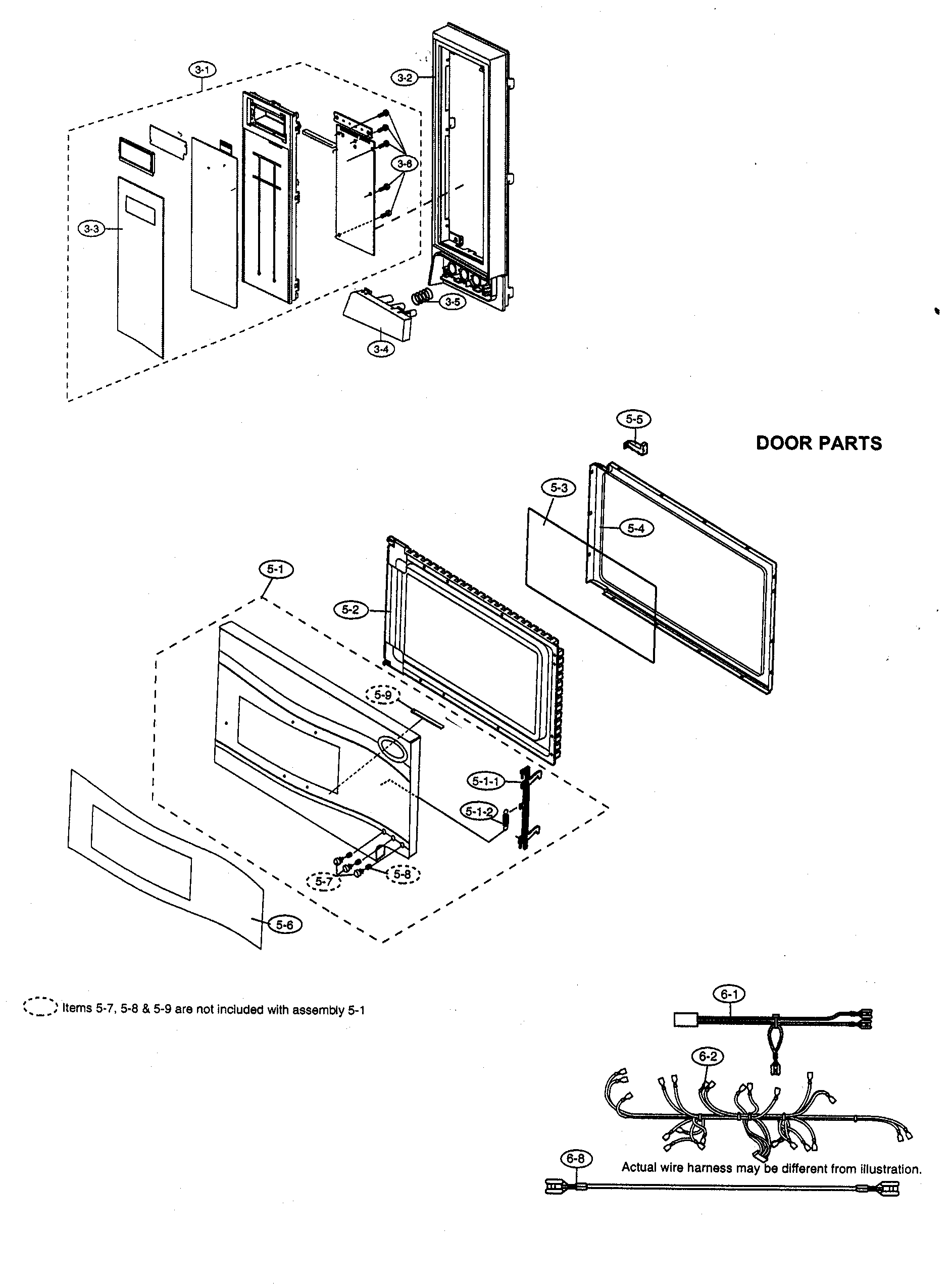 CONTROL PANEL/DOOR PARTS/WIRES