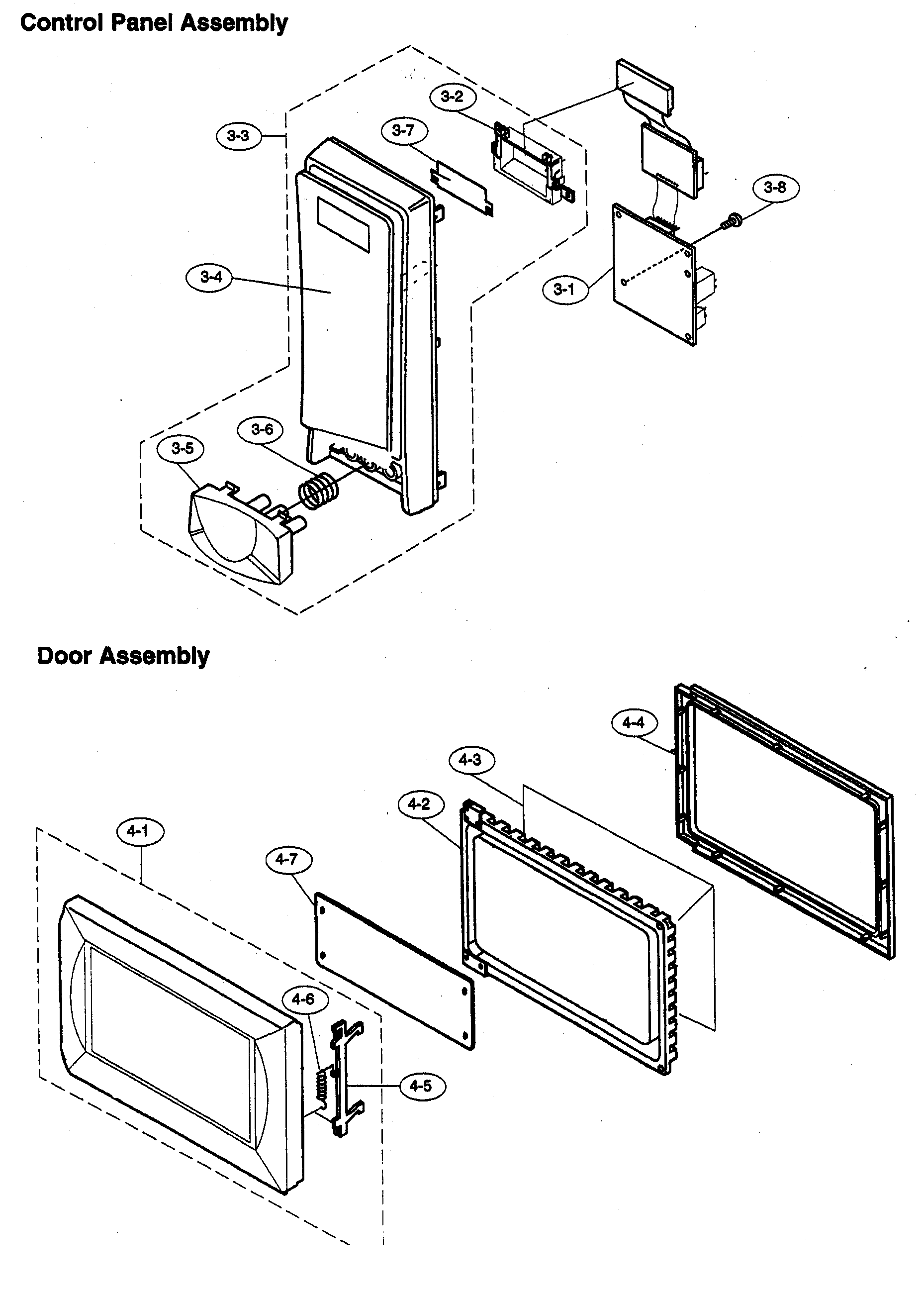 Control panel assy/door assy